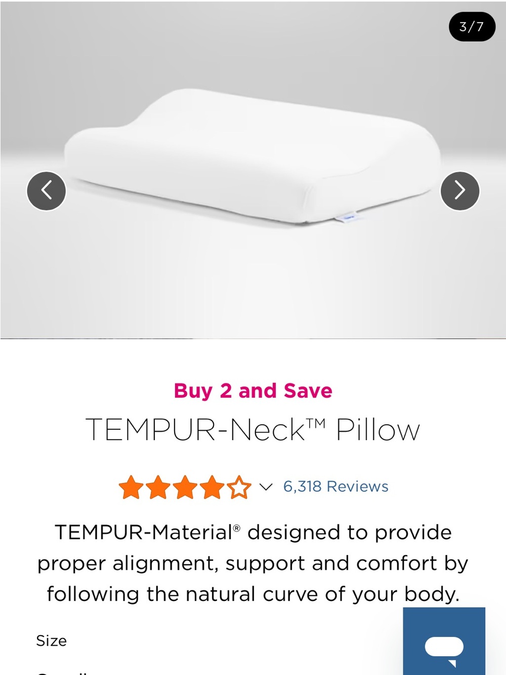 TEMPUR-Neck Pillow in White - size small - used twice